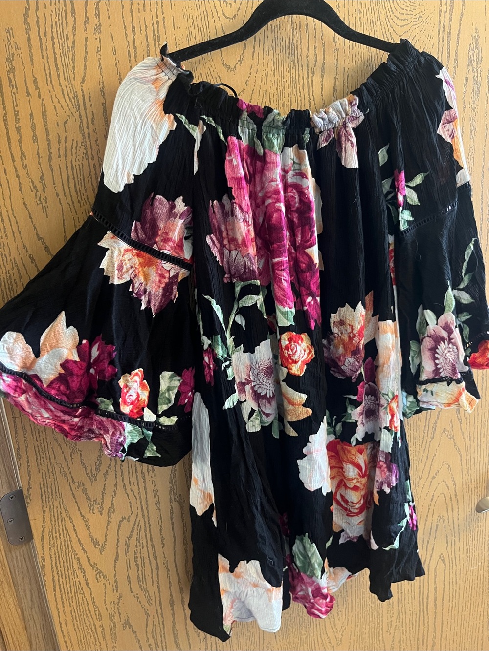 Pinkblush Black Floral Circle Skirt with Pink & Cream Blooms